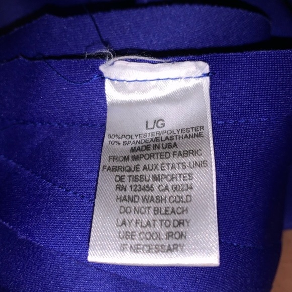 RED SAKS fifth Ave size L royal blue ruffle blouse - Picture 5 of 5